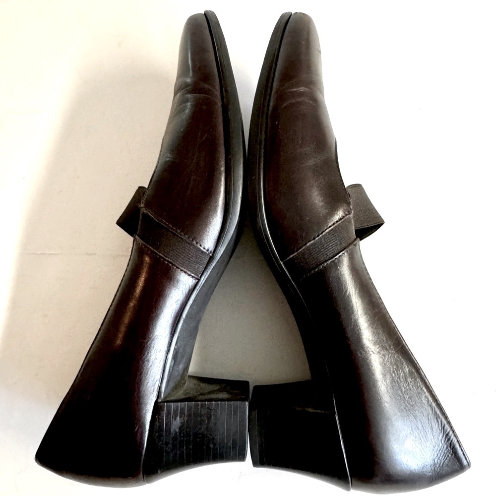 Munro-Danielle Brown Leather pumps chunky low block heel Mary Janes Size 8
